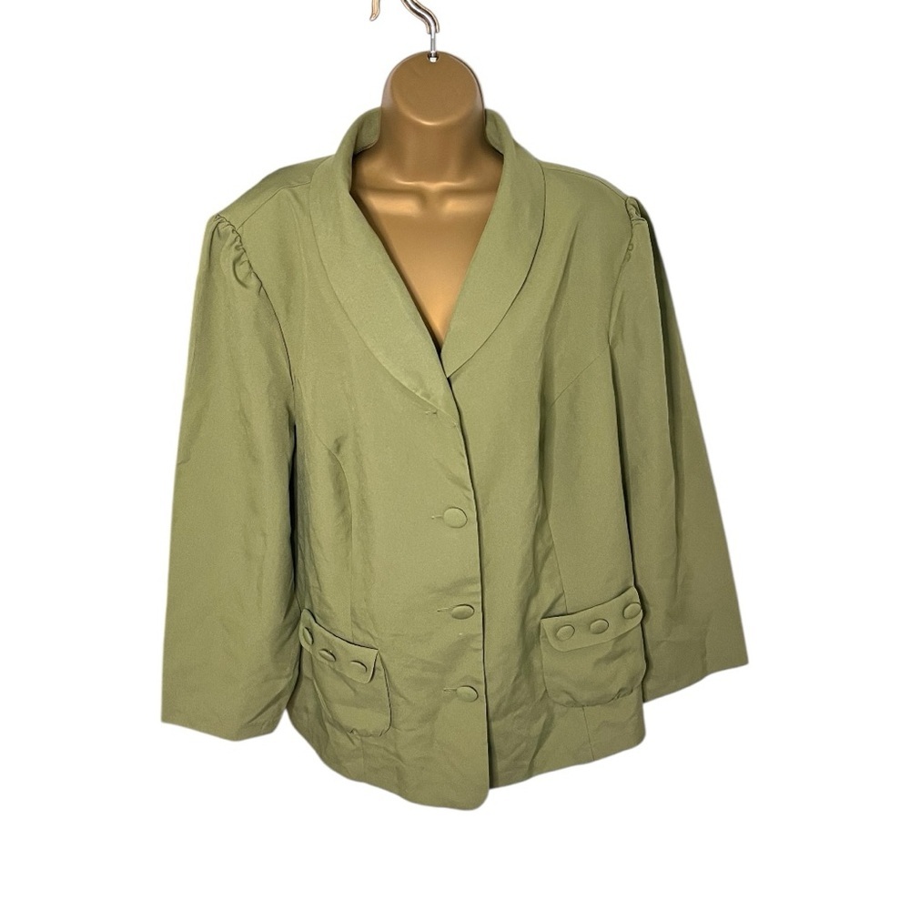 Vintage 90s Allison Woods Blazer Suit Jacket Green 26W